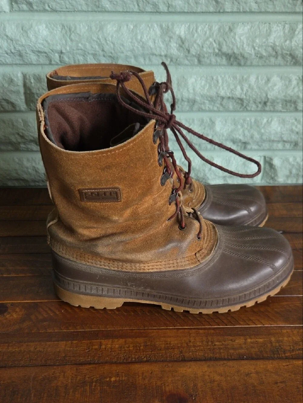 Sorel Brown Lace-Up Work Winter Boots Size Mens 10